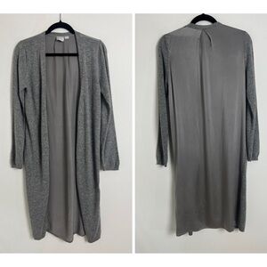 OC By Oleg Cassini Gray Angora Silk Blend Long Sleeve Longline Open Duster Sz S
